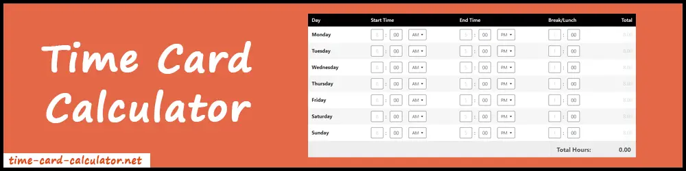 Time Card Calculator | Free Timesheet or Time Clock Calculator